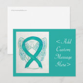 Blauwgroen milieubewust Briefkaart Ribbon Angel (Voorkant / Achterkant)