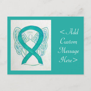 Blauwgroen milieubewust Briefkaart Ribbon Angel