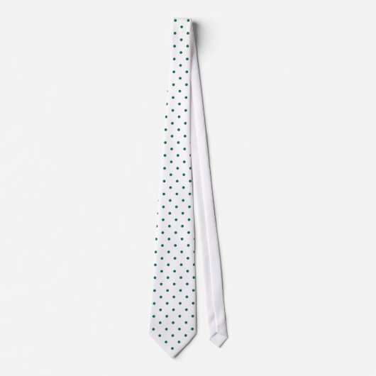 Blauwgroen mini Polka Dot Pattern op White Stropdas (Voorkant)