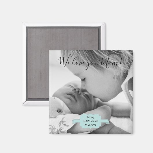 Blauwgroen minimalistisch fotomagneet magneet (Voorkant / Achterkant)