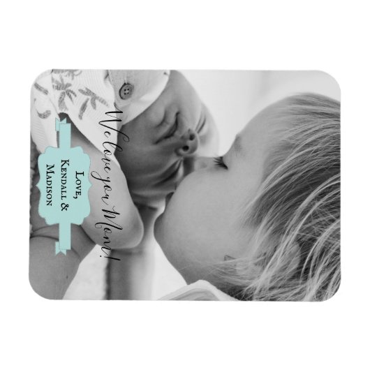 Blauwgroen minimalistisch fotomagneet magneet (Horizontaal)