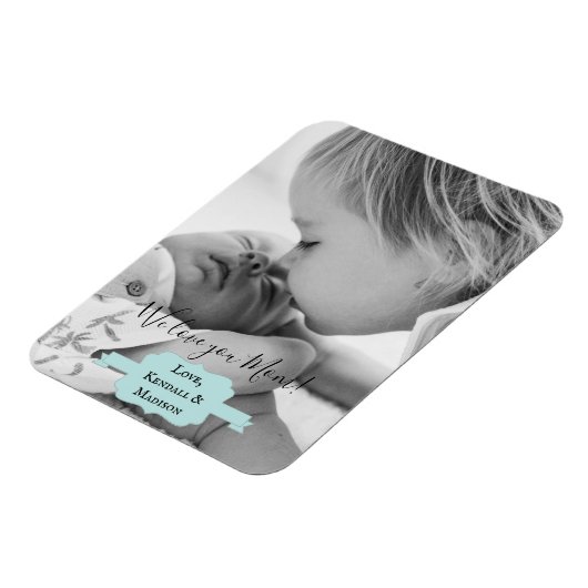 Blauwgroen minimalistisch fotomagneet magneet (Linkerzijde)