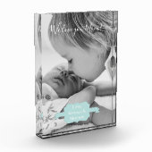 Blauwgroen minimalistisch Moederdag fotoblok (Links)