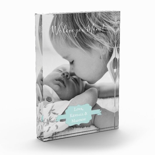 Blauwgroen minimalistisch Moederdag fotoblok (Links)