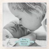 Blauwgroen minimalistisch Moederdag Onderzetter Glazen Onderzetter (Voorkant)