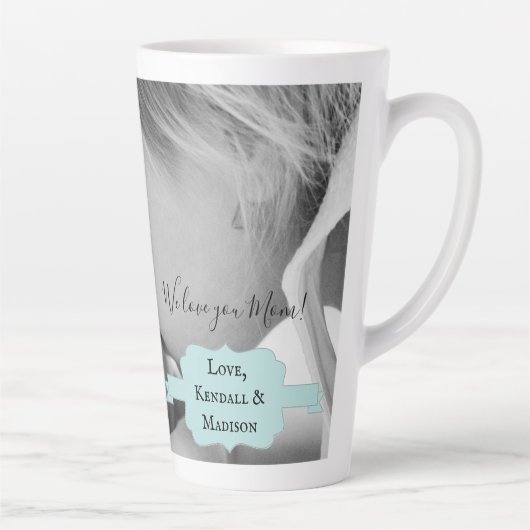 Blauwgroen minimalistische foto-Moederdag latte Mo Latte Mok (Rechts)