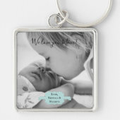 Blauwgroen minimalistische foto-Moederdag Sleutelh Sleutelhanger (Voorkant)