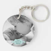 Blauwgroen minimalistische foto-Moederdag Sleutelh Sleutelhanger (Achterkant)