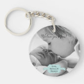 Blauwgroen minimalistische foto-Moederdag Sleutelh Sleutelhanger (Voorkant)