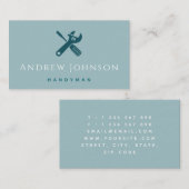 Blauwgroen minimalistische handyman onderhoudscons visitekaartje (Voorkant / Achterkant)