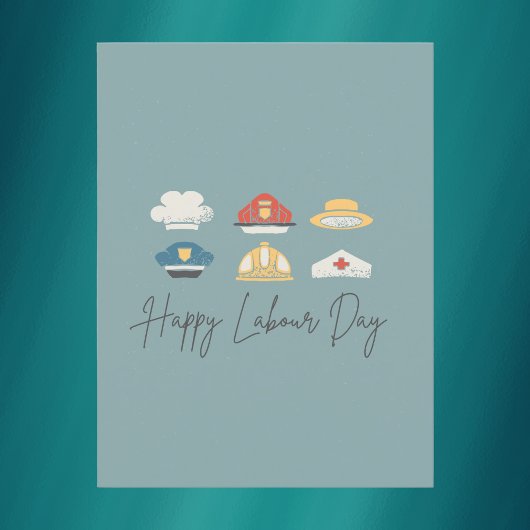 Blauwgroen minimalistische Happy Labor Day Briefkaart
