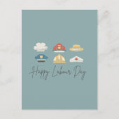Blauwgroen minimalistische Happy Labor Day Briefkaart (Voorkant)