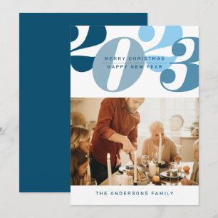 Blauwgroen minimalistische kerstfeestelijke nieuwj feestdagenkaart