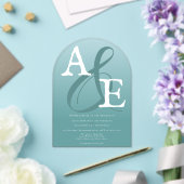 Blauwgroen minimalistische monogram bruiloft acryl uitnodigingen (Insitu (Huwelijk))