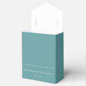 Blauwgroen minimalistische monogram bruiloft bedankdoosjes (Geopend)