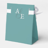 Blauwgroen minimalistische monogram bruiloft bedankdoosjes (Achterkant)
