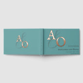Blauwgroen minimalistische monogram bruiloft gastenboek (Volledig)