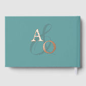 Blauwgroen minimalistische monogram bruiloft gastenboek (Achterkant)