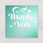 Blauwgroen minitradiënt retro scriptvolgorde bedan vierkante visitekaartje (Voorkant)