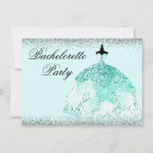 Blauwgroen Mint Dress Glitter Bachelorette Party n Kaart (Voorkant)