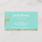 Blauwgroen Mint Gold Sparkle Cleaning Maid Janitor Visitekaartje (Achterkant)