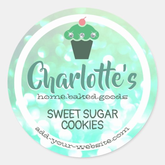 Blauwgroen Mint Green Ombre Glitter Cupcake Babel Ronde Sticker (Voorkant)