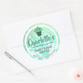Blauwgroen Mint Green Ombre Glitter Cupcake Babel Ronde Sticker (Envelop)