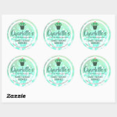 Blauwgroen Mint Green Ombre Glitter Cupcake Babel Ronde Sticker (Vel)