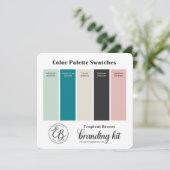 Blauwgroen Mint Green & Roze kleurenpaletstaalkaar Kaart (Staand voorkant)