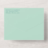 Blauwgroen & Mint Groene Palm Trees Strand Wedding All In One Uitnodiging (Achterkant)