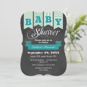 Blauwgroen Mint krijtbord Flag Baby shower uitnodi Kaart (Staand voorkant)