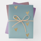 Blauwgroen Mint Ombre Goud Glitter Hart Inpakpapier Vel (In situ)