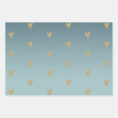 Blauwgroen Mint Ombre Goud Glitter Hart Inpakpapier Vel (Voorkant)