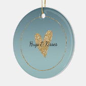 Blauwgroen Mint Ombre Goud Glitter Hart Keramisch Ornament (Links)