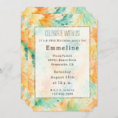 Blauwgroen Mint Oranje Cream Peacock Abstract Kaart (Voorkant / Achterkant)