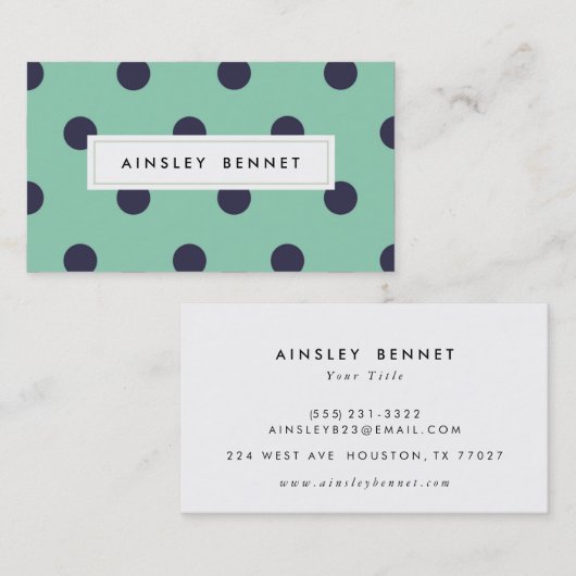 Blauwgroen Mint Polka Dots Patroon Visitekaartjes (Voorkant / Achterkant)