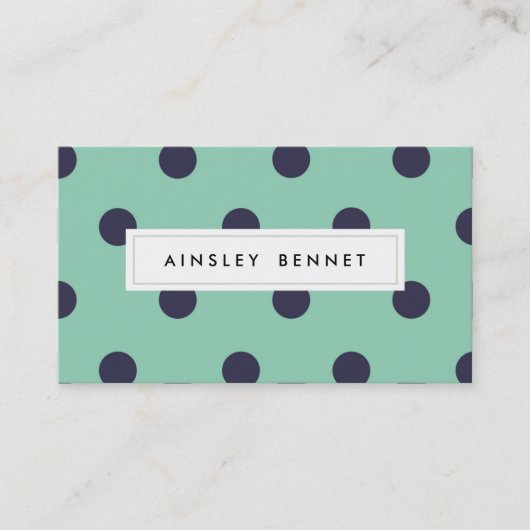 Blauwgroen Mint Polka Dots Patroon Visitekaartjes (Voorkant)
