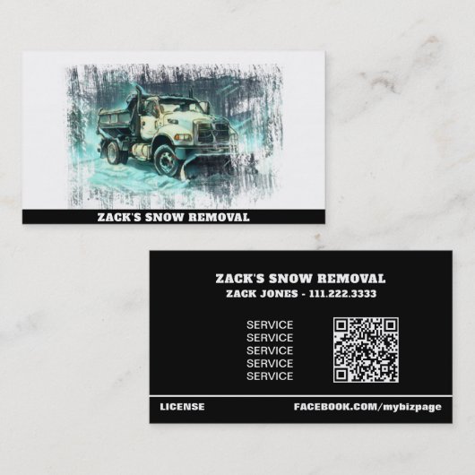 *~* Blauwgroen Mint Sneeuwverwijdering Sneeuwploeg Visitekaartje (Voorkant / Achterkant)