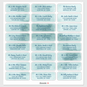 Blauwgroen Mint Waterverf Script Gast Adresetikett Sticker