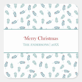 Blauwgroen Mistletoe Christmas Gift Stickers
