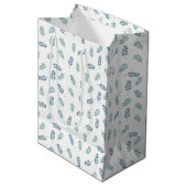 Blauwgroen Mistletoe Holiday Medium Gift Bag Medium Cadeauzakje (Voorkant Gekanteld)