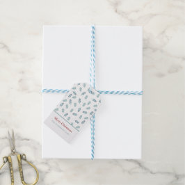 Blauwgroen Mistletoe Merry Christmas Gift Label Cadeaulabel