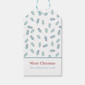 Blauwgroen Mistletoe Merry Christmas Gift Label Cadeaulabel (Voorkant)