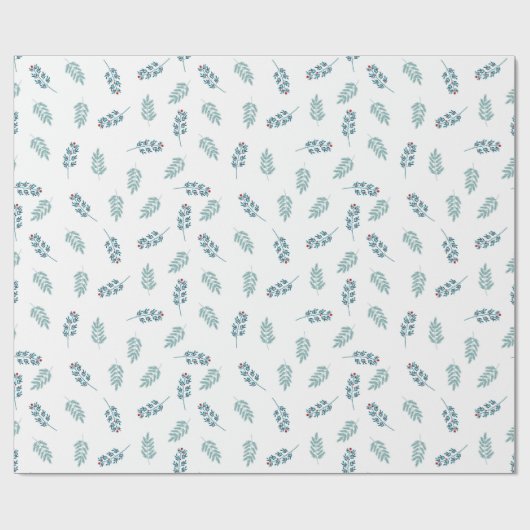 Blauwgroen Mistletoe vakantie Cadeaupapier (Vlak)