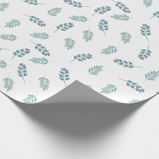 Blauwgroen Mistletoe vakantie Cadeaupapier (Hoek)