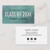 Blauwgroen modern Afstuderen Naam Sociaal Pictogra Visitekaartje (Voorkant / Achterkant)