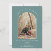 Blauwgroen Modern Arch Lijst vakantie fotokaart Feestdagenkaart (Voorkant)