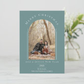 Blauwgroen Modern Arch Lijst vakantie fotokaart Feestdagenkaart (Staand voorkant)