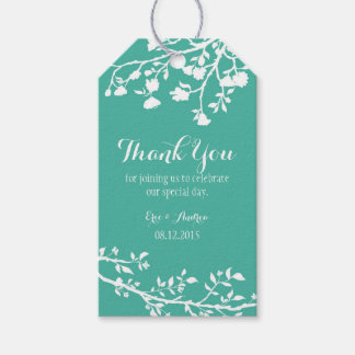 Blauwgroen moderne bloemenbruiloft dank u Labels Cadeaulabel