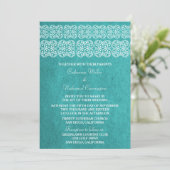 Blauwgroen moderne Bohemian Wedding Invite Kaart (Staand voorkant)